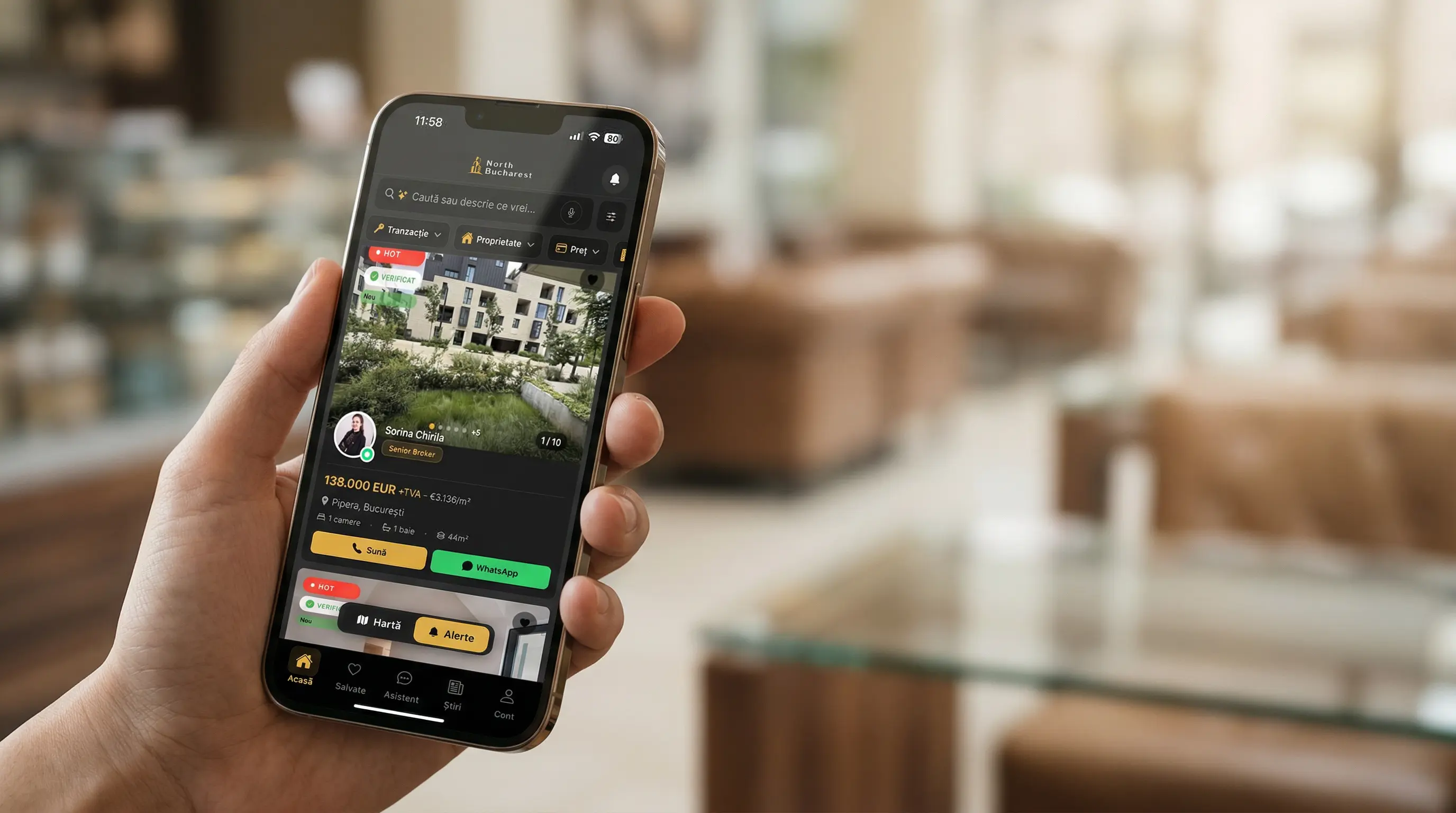 Aplicația North Bucharest — Proprietăți din telefon